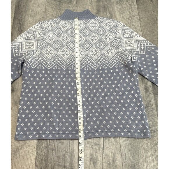 Norton Wool Sweater Cardigan Womens Medium Wool Blend Blue Fair Isle Zip NEW - Picture 6 of 7